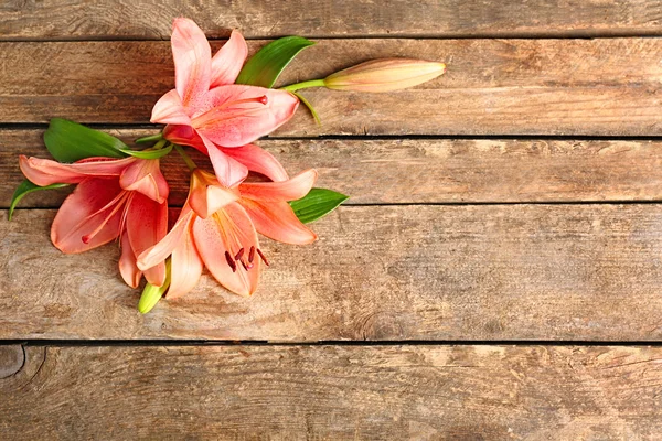 Schöne Lilie auf Holz — Stockfoto