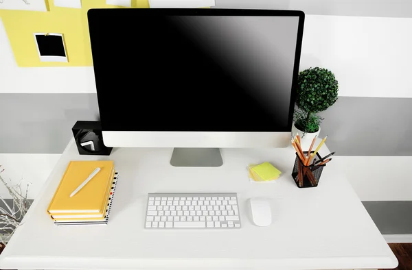 Modern workplace with computer — Stock Photo, Image