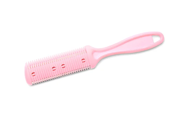 Pink plastic comb isolated — Stock Photo, Image