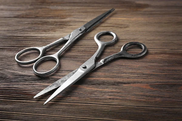 Vintage scissors on table — Stock Photo, Image