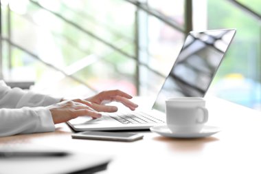 Dizüstü bilgisayarda yazan kadın