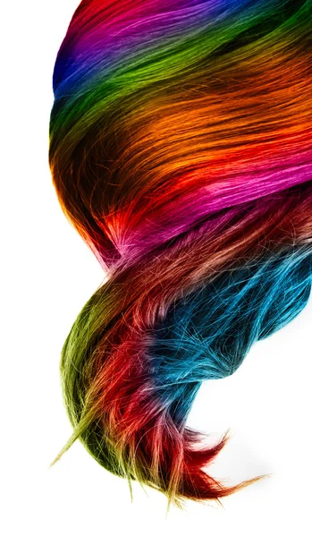 Lśniące włosy kolorowy na białym tle — Zdjęcie stockowe