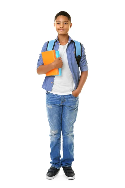 Afro-Amerikaanse jongen met boeken — Stockfoto