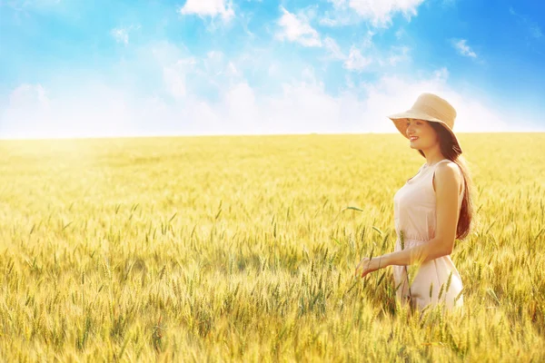 Beautiful girl in field — Stock Photo, Image