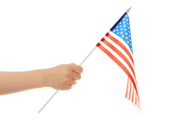 Mano sosteniendo bandera americana — Foto de Stock