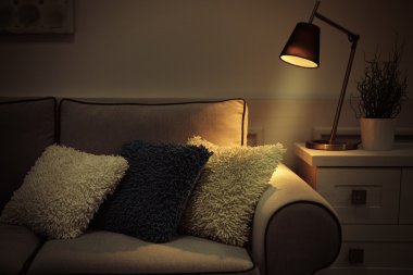 Yastıklı rahat bir kanepe 