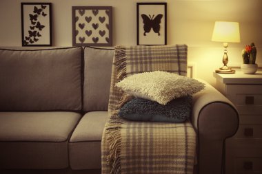 Yastıklı rahat bir kanepe