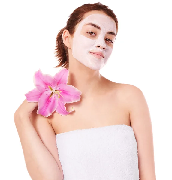 Woman with facial mask — Stock Photo, Image