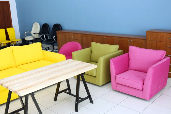Stylish colorful furniture in interior — Stock Photo, Image