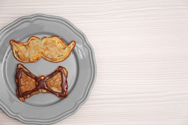 Chocolate pancakes on table — Stock Photo, Image