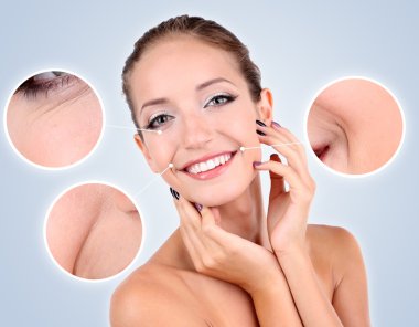 parlak deri ile güzel kız  