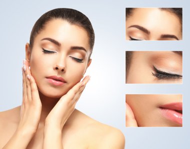 güzel bir kız ile parlayan ten yakın çekim