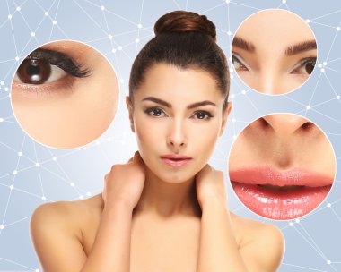 güzel bir kız ile parlayan ten yakın çekim