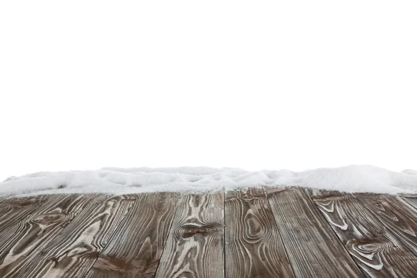 Wood floor texture covered with snow — Stock Photo, Image