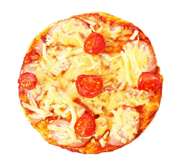 Gustosa pizza, isolata su bianco — Foto Stock