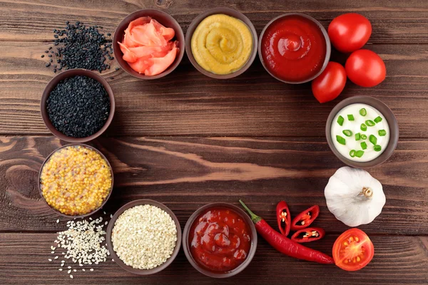 Fresh condiments and sauces — Stock Photo, Image