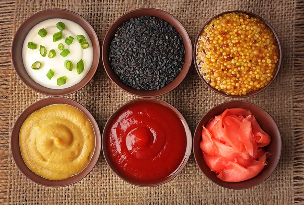 Fresh condiments and sauces — Stock Photo, Image