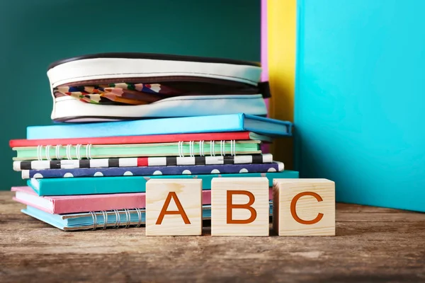 Colourful stationery and word ABC — Stock Photo, Image