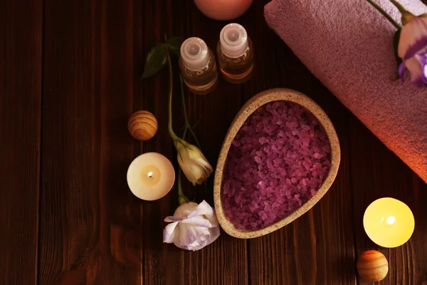 Composition of spa treatments with flower — Stock Photo, Image