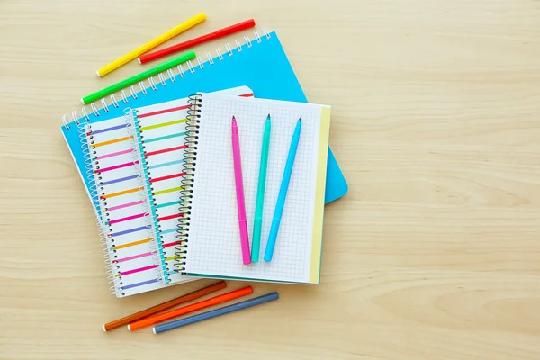 School notebooks and supplies, closeup — Stock Photo, Image