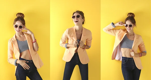 Sarı kız güzel moda — Stok fotoğraf