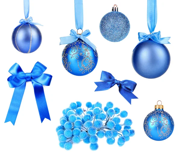 Set of blue Christmas toys — Stock Photo, Image