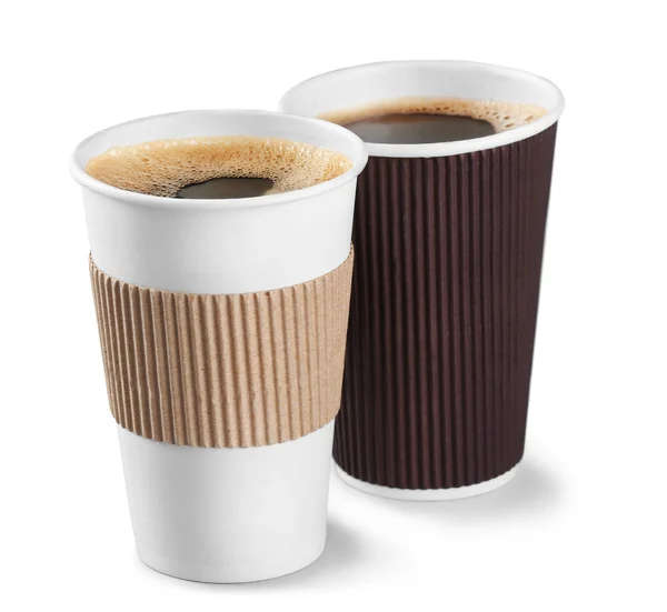 Kaffe koppar på vit — Stockfoto