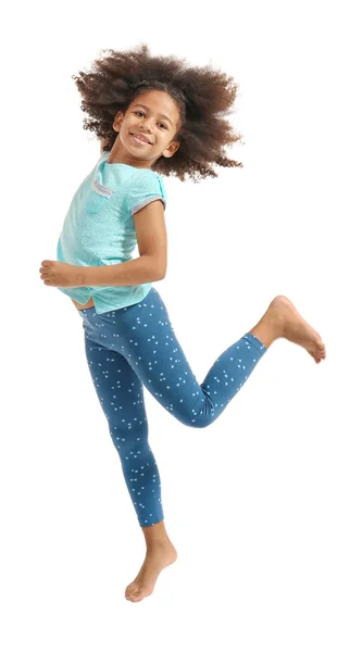 Happy African girl jumping — Stock Photo, Image