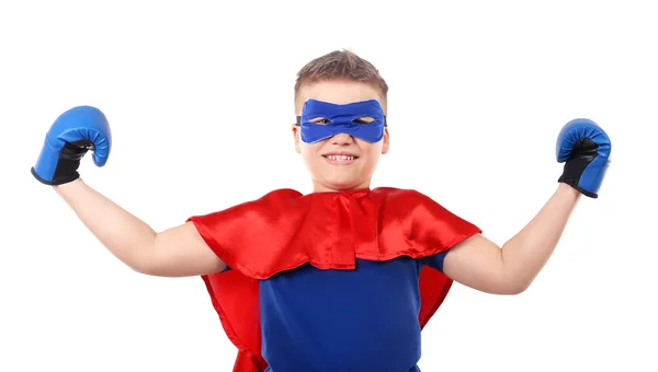 Superheld kid geïsoleerd — Stockfoto