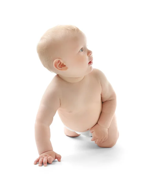 Baby crawling on white — Stock Photo, Image