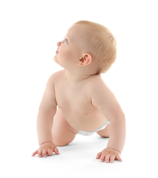 Baby kruipen op wit — Stockfoto