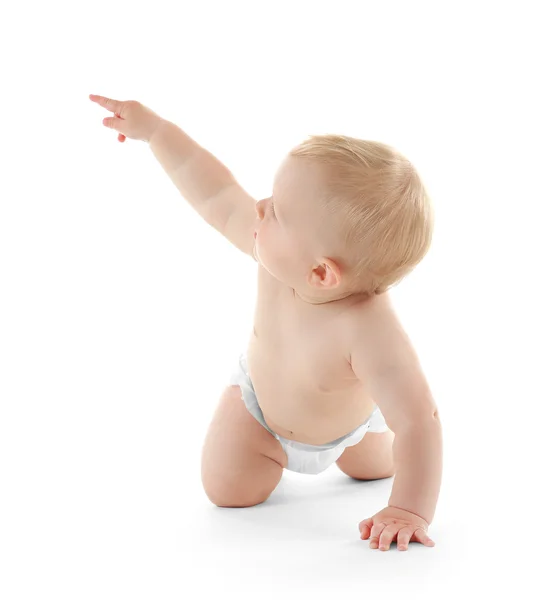 Baby crawling on white — Stock Photo, Image