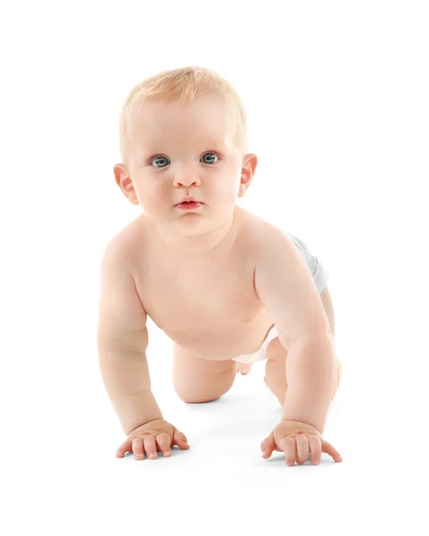 Bambino strisciando sul bianco — Foto Stock