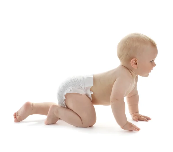 Bebé arrastrándose sobre blanco —  Fotos de Stock