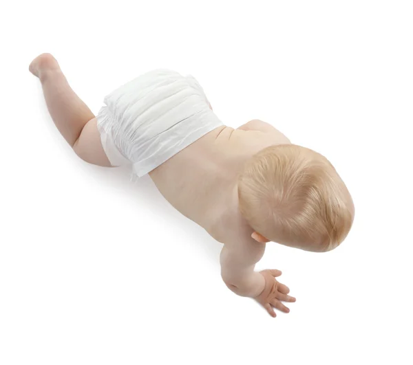 Bebé arrastrándose sobre blanco — Foto de Stock