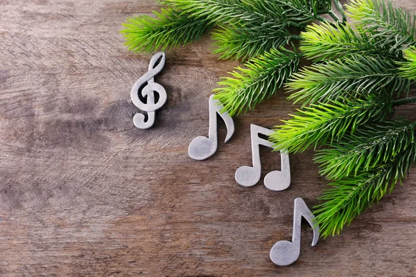 Muziek notities en kerstboom — Stockfoto