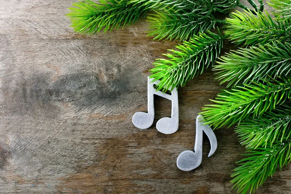 Muziek notities en kerstboom — Stockfoto