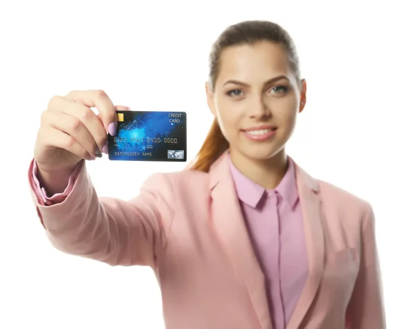 Hermosa mujer de negocios con tarjeta de crédito —  Fotos de Stock