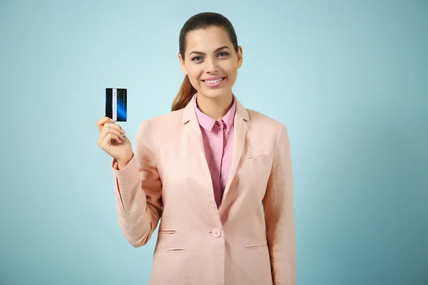 Beautiful businesswoman with credit card — Stock Photo, Image