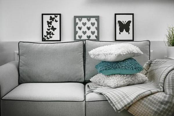 Comfortable sofa with pillows — Stock Photo, Image