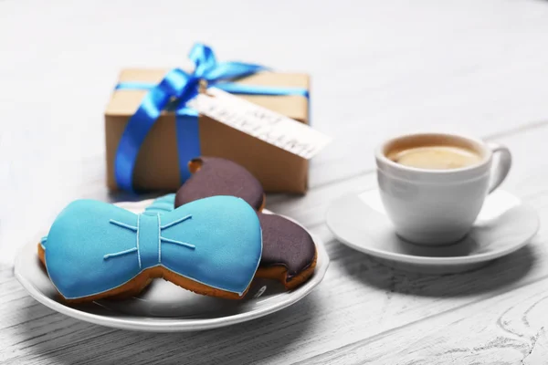 Confezione regalo e colazione — Foto Stock