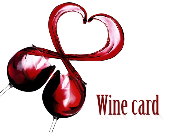 Salpicadura de vino tinto en forma de corazón — Foto de Stock