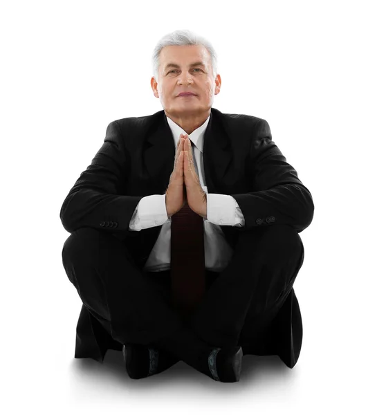 Empresario relajante en pose de meditación —  Fotos de Stock