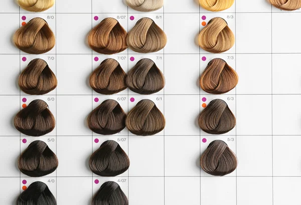 Palette of different colors to hair dye — Stock Photo, Image