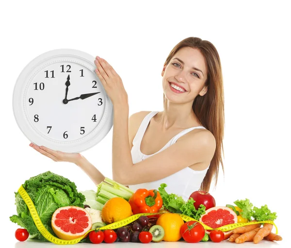 Mujer con comida saludable —  Fotos de Stock