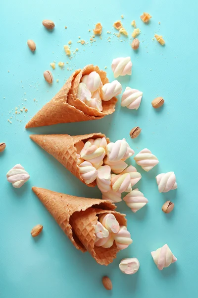 Dessert in ice cream cone — Stock Photo, Image