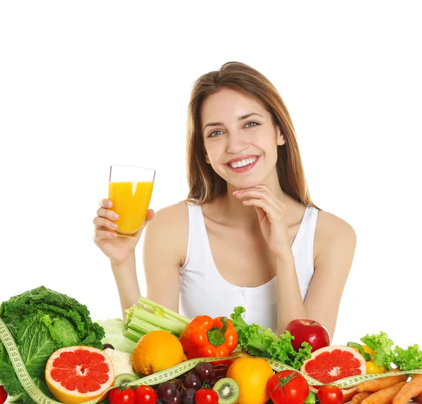 Mulher com copo de suco — Fotografia de Stock