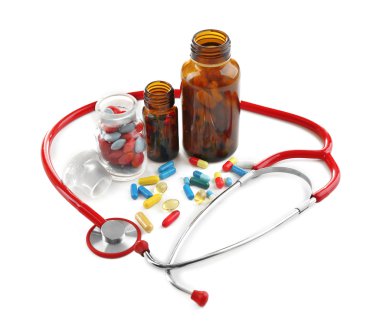 Stetoskop ile renkli hapları 