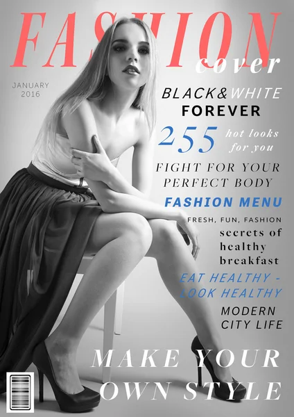 Woman on fashion magazine cover — Stock Photo, Image