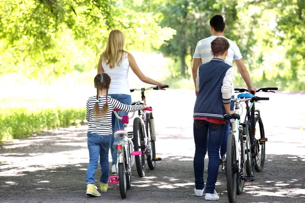 Schöne Familie Mit Fahrrädern Park — Stockfoto